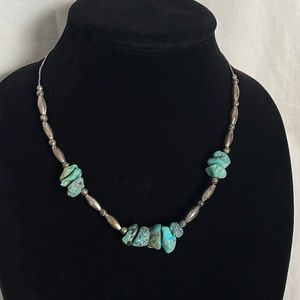 Vintage sterling silver Turquoise Bench bead Navajo necklace
